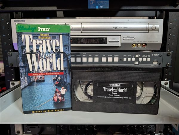 Venice and Florence on PBS, Questar Home Video sleeve, Gladys Rankin hosts Travel the World: Italy (VHS-2025-043)