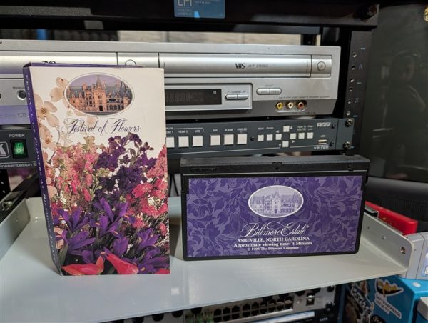 Clamshell souvenir tape. Biltmore Estate Festival of Flowers, four-minute promo video with printed artwork (VHS-2025-045)