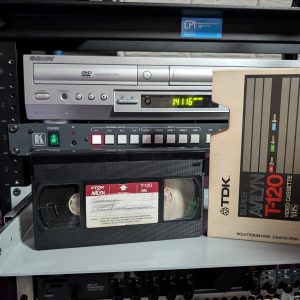 TDK Avilyn T-120 in mismatched handwritten sleeve. Wild Bunch and Good Morning Vietnam off Sacramento 1991 TV (VHS-2026-292)