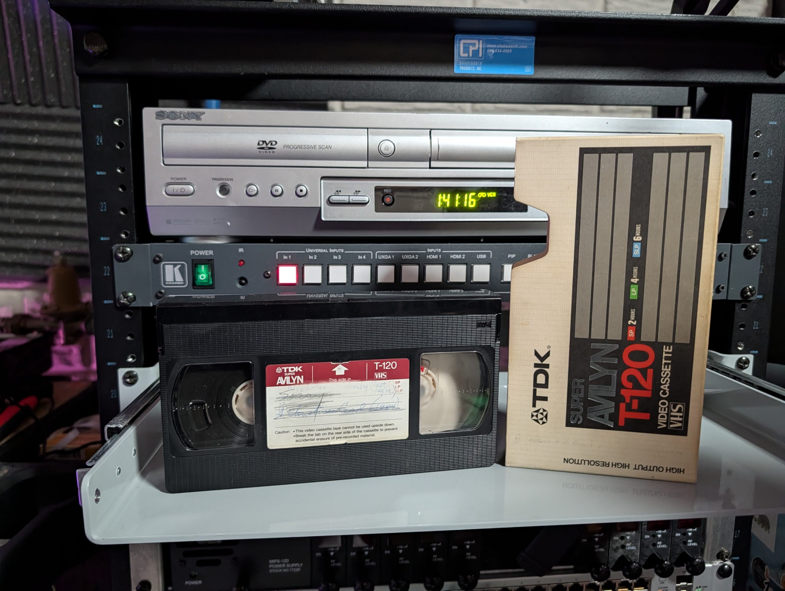 TDK Avilyn T-120 in mismatched handwritten sleeve. Wild Bunch and Good Morning Vietnam off Sacramento 1991 TV (VHS-2026-292)