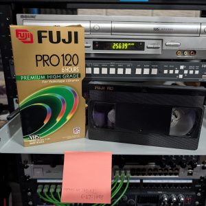 VHS-2026-028: Fuji PRO 120 with post-it reading Astros at Indians 6-27-1998, six hours of Cleveland Saturday night TV