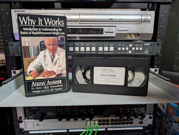 90s health VHS, Original retail cardboard sleeve, Atkins' Answer Vol 1, Dr. Robert Atkins explains his diet (VHS-2025-034)