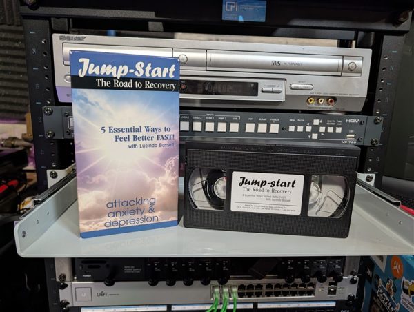 Retail packaging. Lucinda Bassett's Jump-Start: The Road to Recovery, 90s anxiety depression program SP tape (VHS-2025-035)