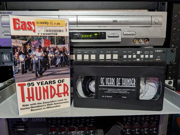 Half Price Books sticker, Easyriders VHS of Harley-Davidson's 95th in Milwaukee, 1998, Paisano Publications (VHS-2026-007)