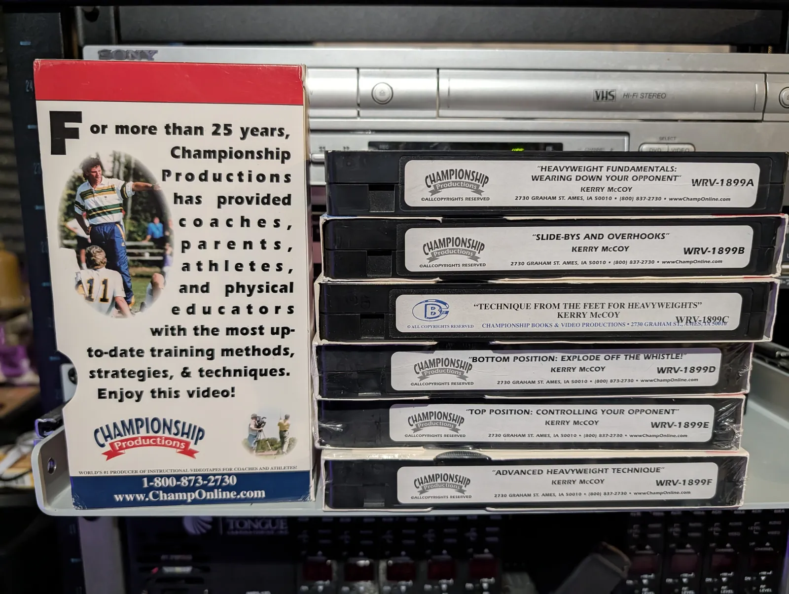 VHS-2026-008: Kerry McCoy Wrestling Series (6-Tape Set), physical VHS tape in the 90s Craig archive.