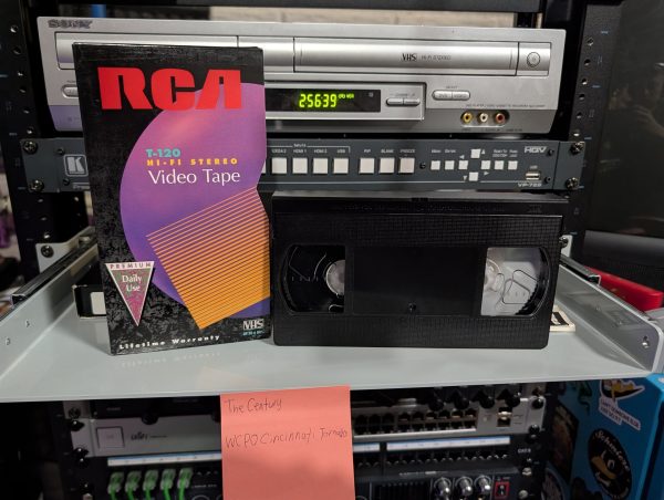 RCA T-120 from Sunbury Collection, WCPO Cincinnati live F4 tornado coverage 1999 with Windows 95 radar crash (VHS-2026-060)