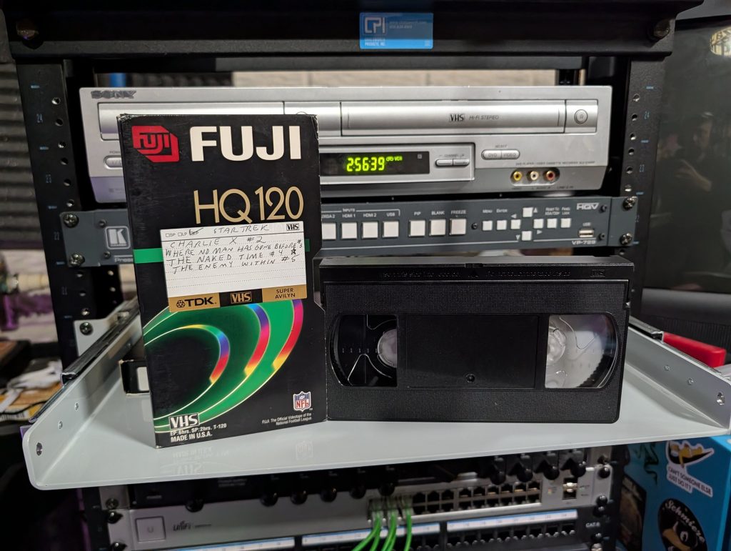 VHS tape cover for Star Trek TOS recorded off 1990s SciFi Channel