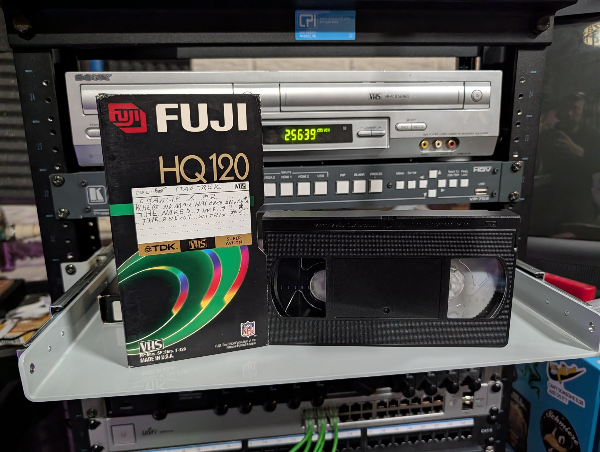 VHS-2026-100: SciFi Channel recording of four Star Trek TOS episodes with partially muted commercials, 1990s syndication