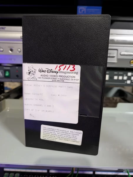VHS-2026-1061: Mickey's Surprise Party Tape: Mickey Steinberg and Euro Disneyland (1992), physical VHS tape in the 90s Craig archive.