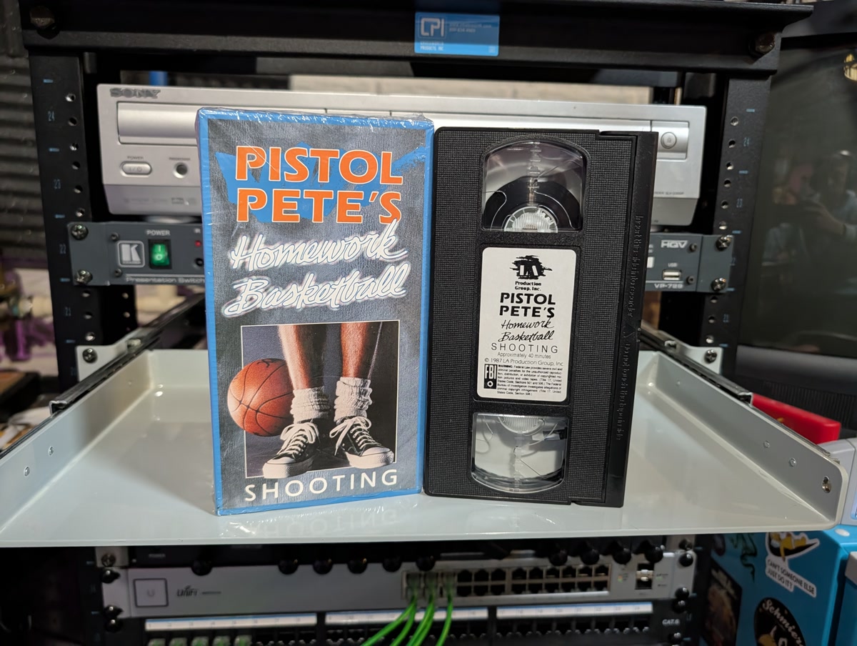 1987 basketball instructional VHS from Pete Maravich's Homework Basketball series shooting fundamentals (VHS-2026-199)