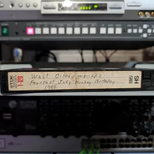 TDK T-120 VHS spine handwritten Walt Disney World, Fourth of July, Mickey Birthday and 1988.