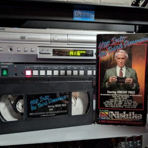 VHS tape cover for Step Into the Third Dimension Nishika N8000 Vincent Price 1989