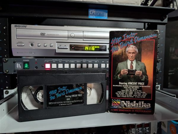 1989, Nishika N8000 instructional VHS, Vincent Price teaching 3D photography at Cypress Gardens (VHS-2026-302)