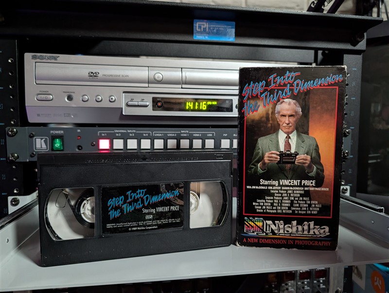 VHS tape cover for Step Into the Third Dimension Nishika N8000 Vincent Price 1989