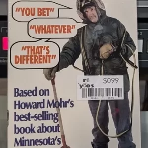 Illustrated How to Talk Minnesotan VHS sleeve with winter-clothed figure, speech bubbles and a 99-cent price sticker.