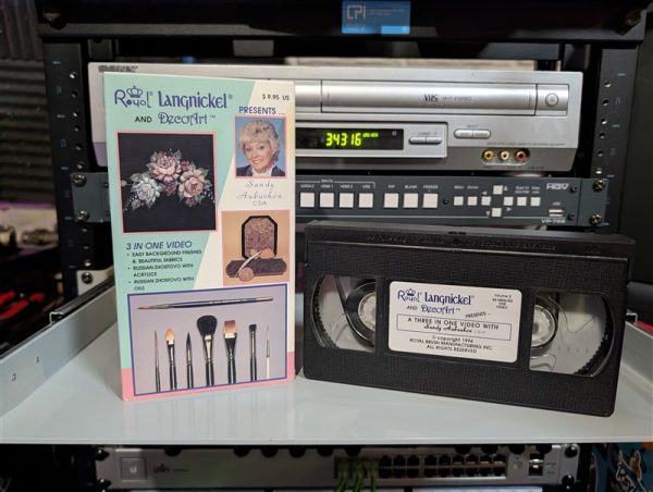 1998, Three-in-one decorative painting VHS with Sandy Aubuchon, Zhostovo tray painting and Russian acrylic (VHS-2026-385)