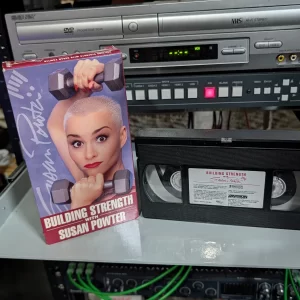 VHS-2026-810: Building Strength with Susan Powter (1994), physical VHS tape in the 90s Craig archive.