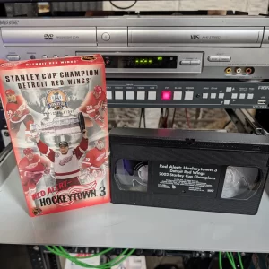 VHS-2026-830: Red Alert: Hockeytown 3, Detroit Red Wings 2002 Stanley Cup, physical VHS tape in the 90s Craig archive.