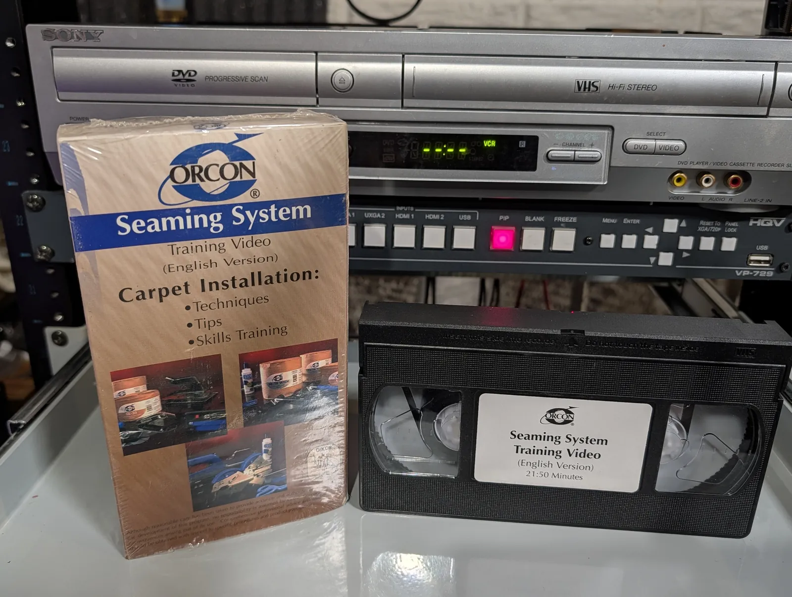 VHS-2026-839: ORCON Seaming System Training Video: English Version, physical VHS tape in the 90s Craig archive.
