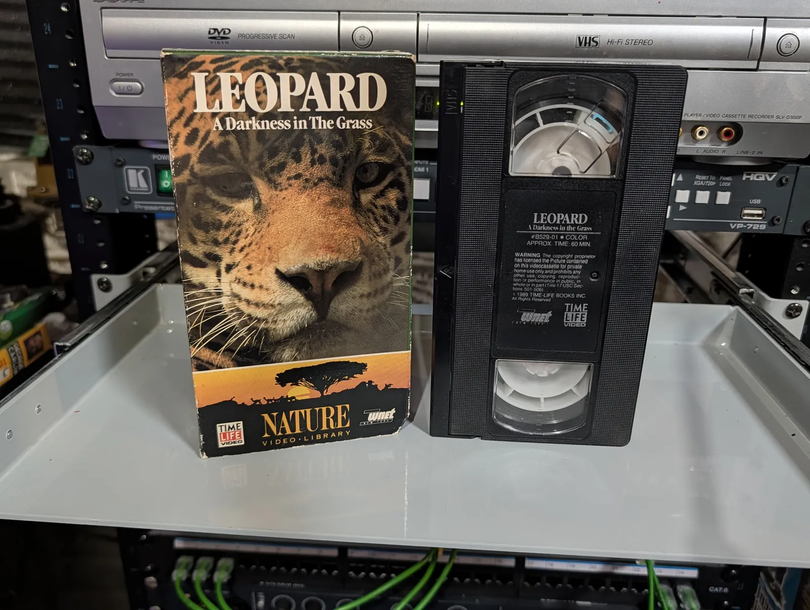VHS-2026-847: Leopard: A Darkness in the Grass, physical VHS tape in the 90s Craig archive.