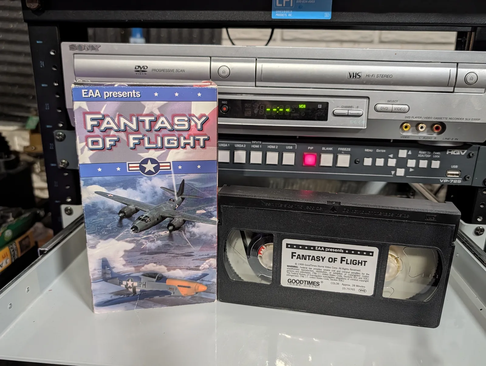VHS-2026-848: Fantasy of Flight: EAA Presents, physical VHS tape in the 90s Craig archive.