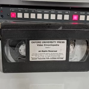 VHS-2026-856: Oxford University Press Video Encyclopedia, physical VHS tape in the 90s Craig archive.