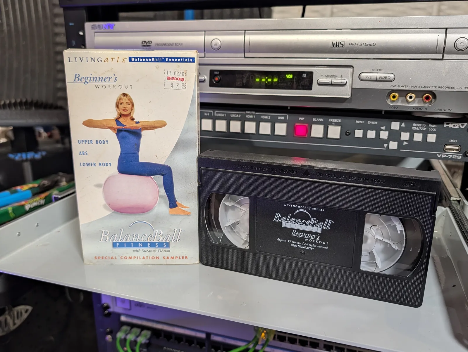 VHS-2026-866: BalanceBall Fitness: Beginner's Workout with Suzanne Deason, physical VHS tape in the 90s Craig archive.