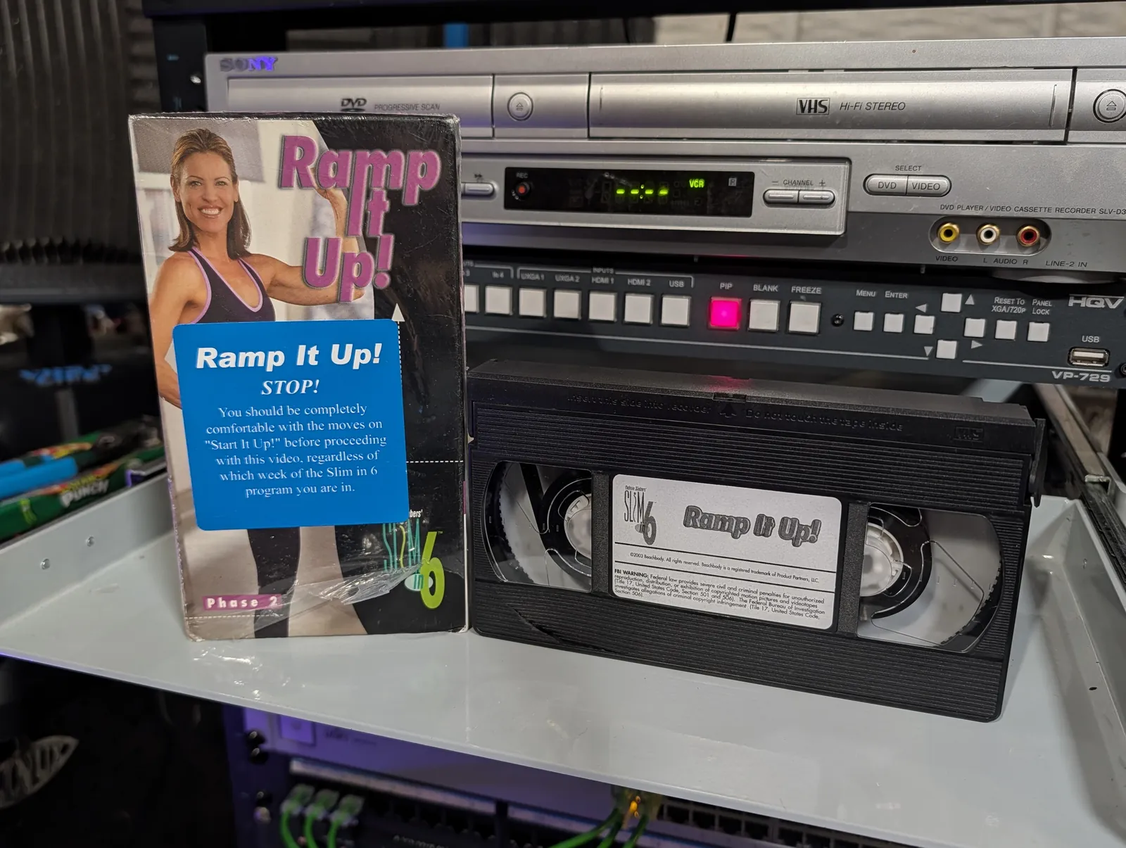 VHS-2026-868: Slim in 6: Ramp It Up! (2003), physical VHS tape in the 90s Craig archive.