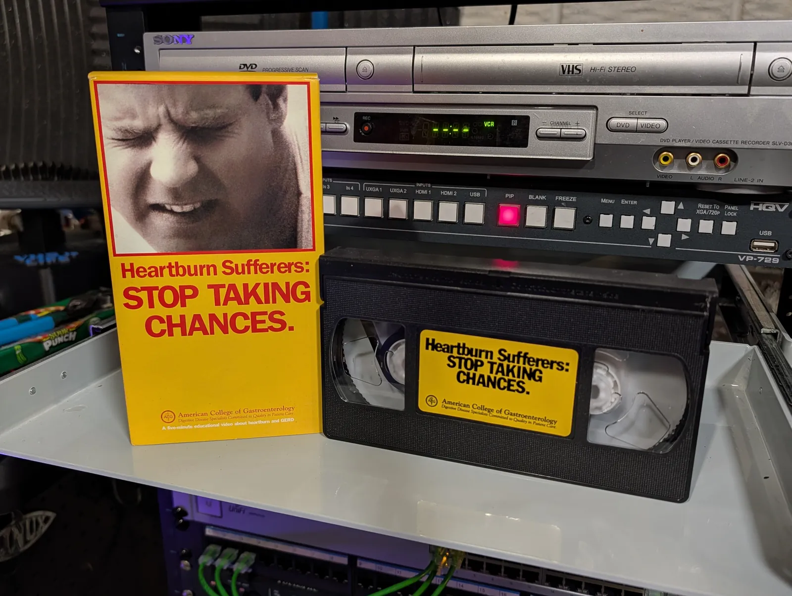 VHS-2026-872: Heartburn Sufferers: Stop Taking Chances, physical VHS tape in the 90s Craig archive.