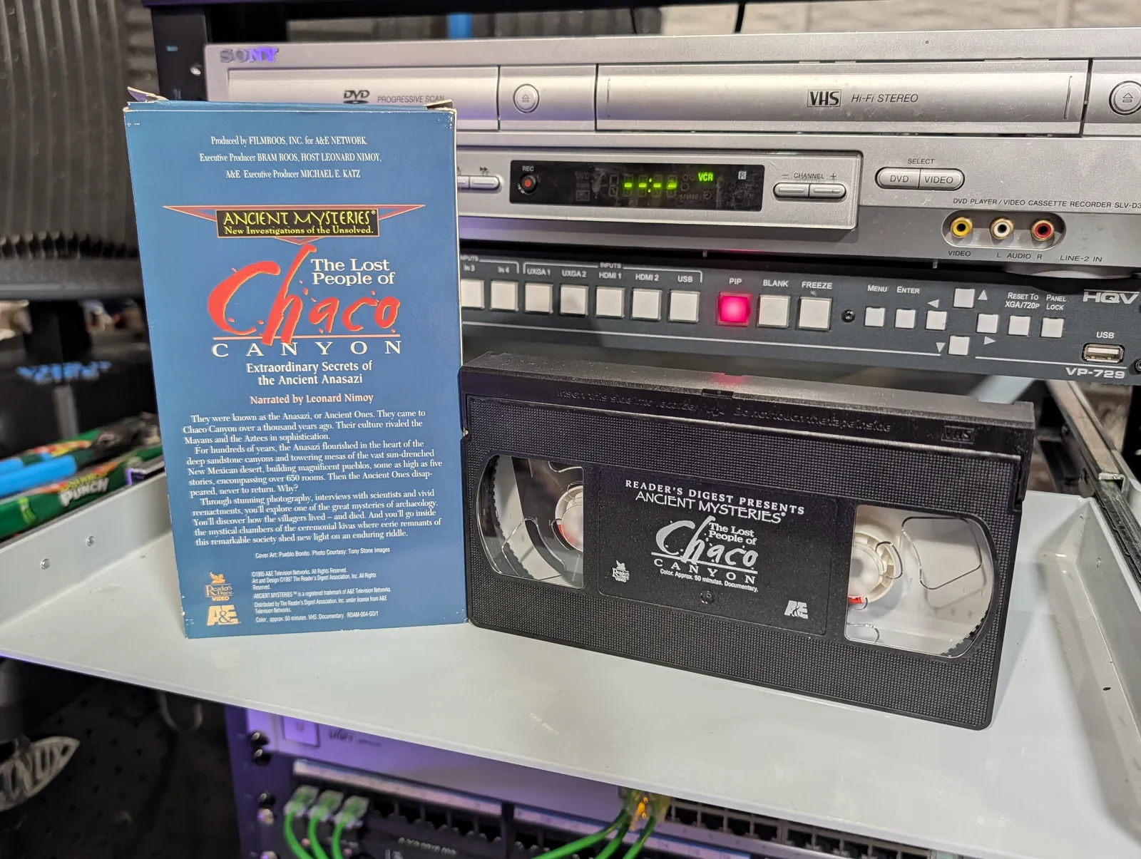 VHS-2026-873: Ancient Mysteries: The Lost People of Chaco Canyon, physical VHS tape in the 90s Craig archive.