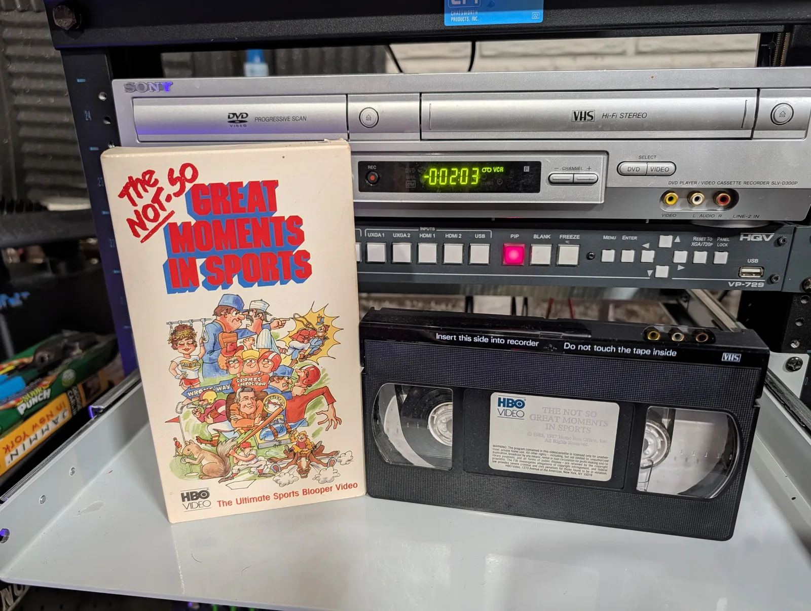 VHS-2026-886: The Not So Great Moments in Sports, physical VHS tape in the 90s Craig archive.