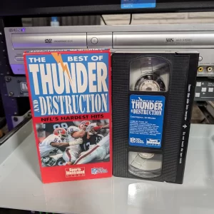 VHS-2026-887: The Best of Thunder and Destruction: NFL's Hardest Hits (1992), physical VHS tape in the 90s Craig archive.