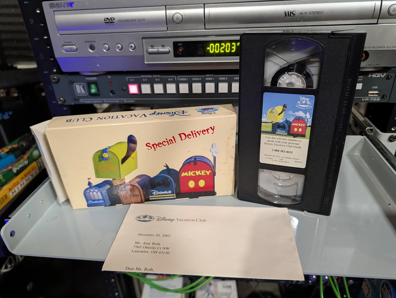 VHS-2026-888: Disney Vacation Club Special Delivery, physical VHS tape in the 90s Craig archive.