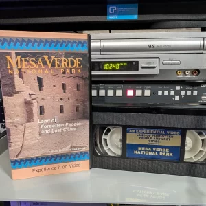 VHS-2026-899: Mesa Verde National Park: Land of Forgotten People and Lost Cities, physical VHS tape in the 90s Craig archive.
