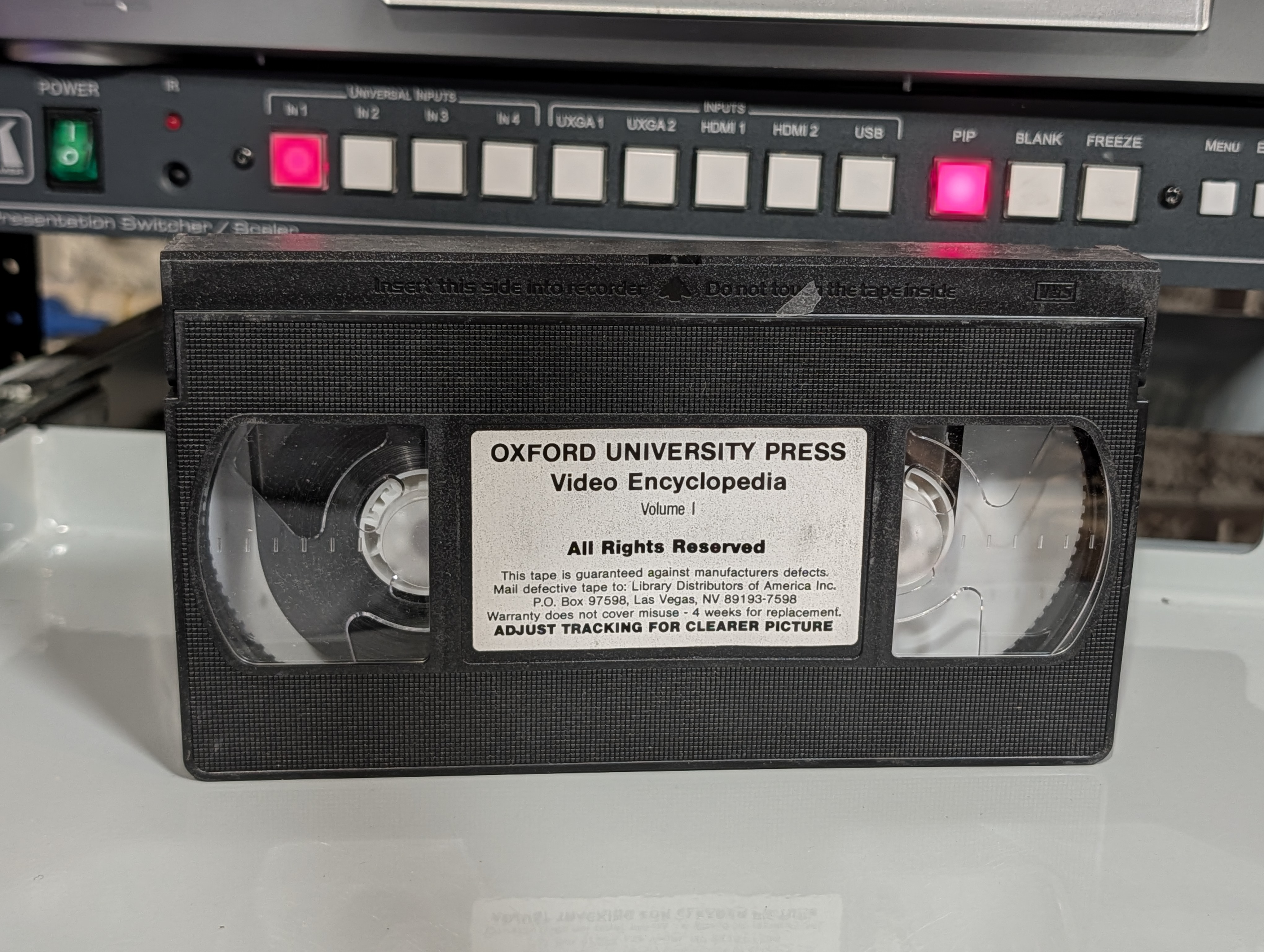 Oxford University Press Video Encyclopedia VHS cassette and label