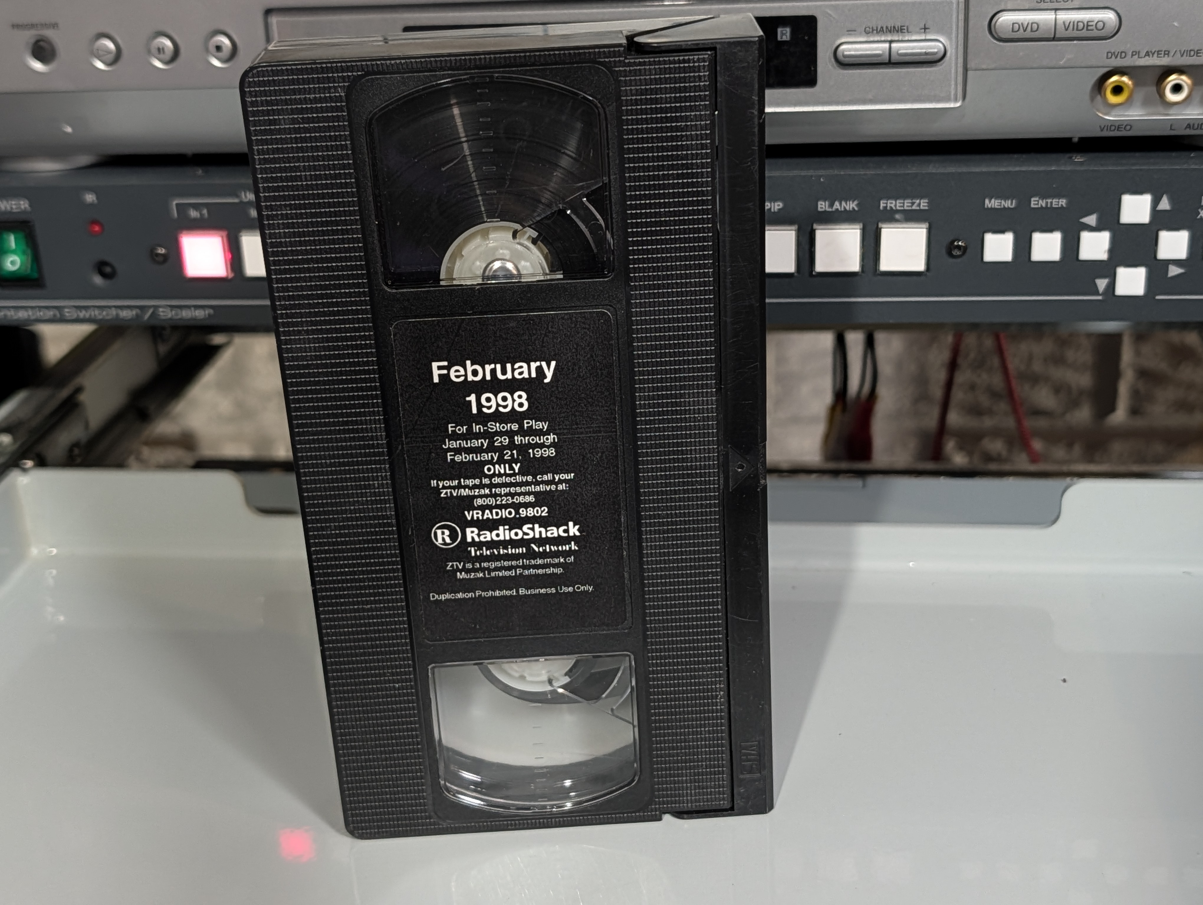 RadioShack ZTV February 1998 in-store play VHS tape and label