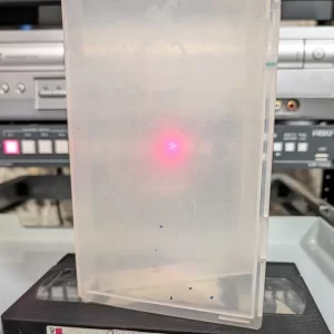 Sony VHS with handwritten Pebbles & Bam Bam Get Married spine label beneath clear case.