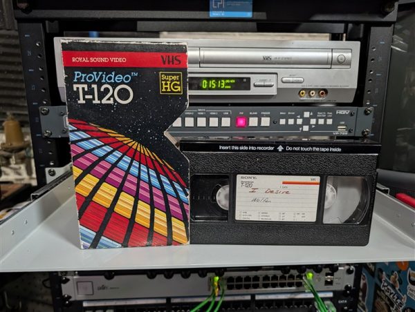 Sony cassette in Royal Sound Video sleeve labeled I Desire / Wolfen. early 1980s ABC TV horror recordings (VHS-2026-425)