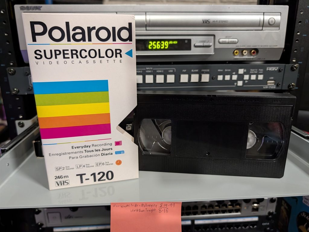 Who Wants to Be a Millionaire Premiere Week August 1999 - VHS tape, 1999, TV recording premiere week