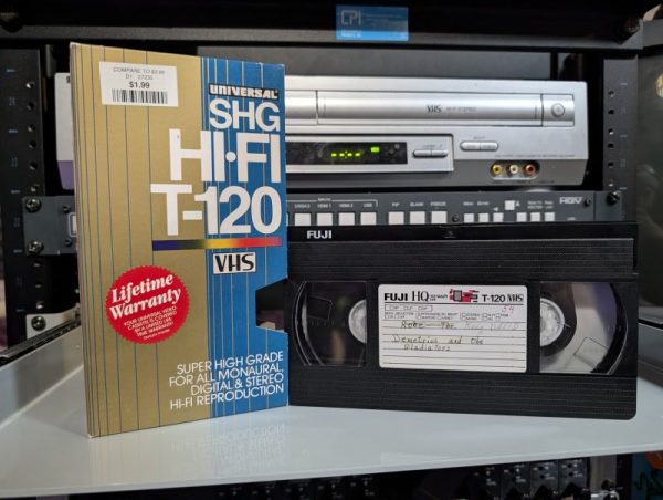 Hand-labeled VHS with scratched-out entries Kate and Westphal, partially illegible personal recording tape (VHS-2025-023)