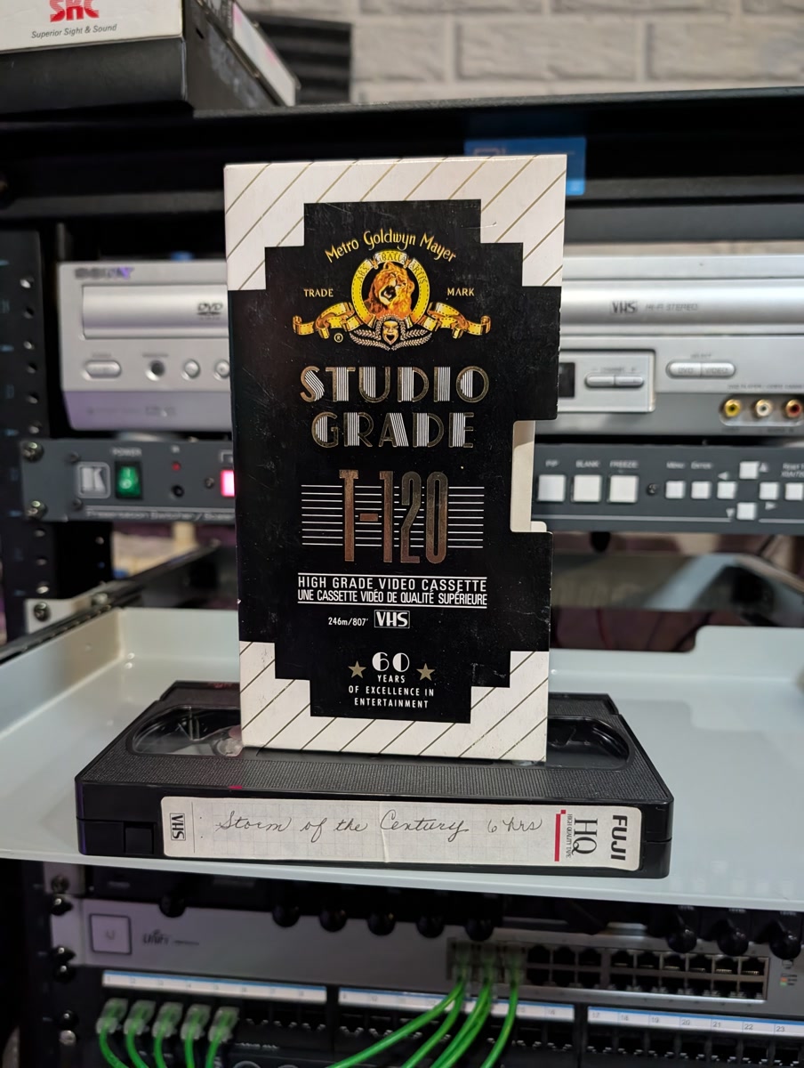 Six-hour VHS of Stephen King's Storm of the Century off ABC6 Columbus, Valentine's Day 1999 with local ads (VHS-2026-263)