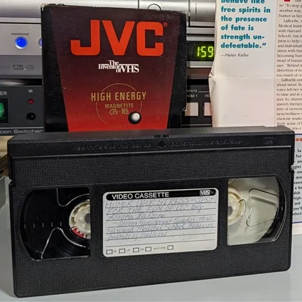 JVC High Energy sleeve and VHS tape with faint handwritten label